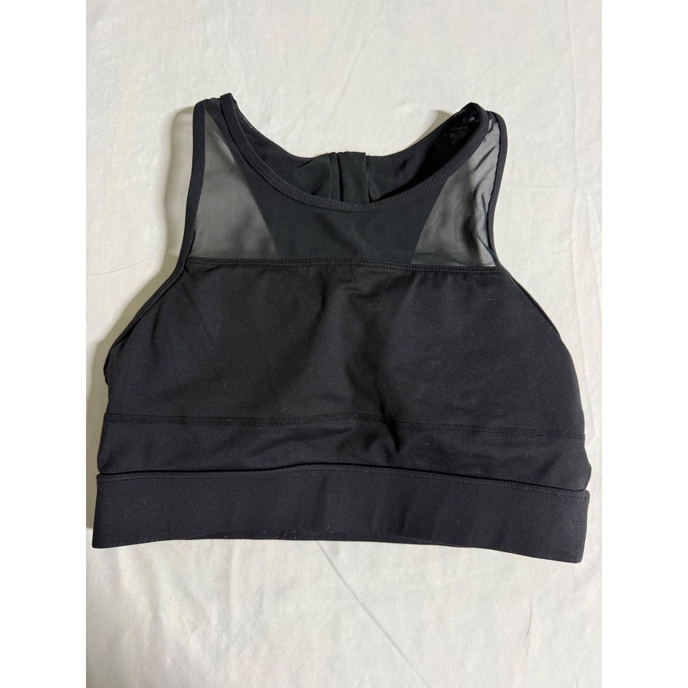 Zyia Active Women Black Mesh High Neck Zipper Back Sports Bra Large